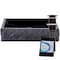 Novatto Square Black Granite Vessel Sink with Chiseled Exterior and Rubbed Bronze Drain NOSV-ANSQORB - alternate 1